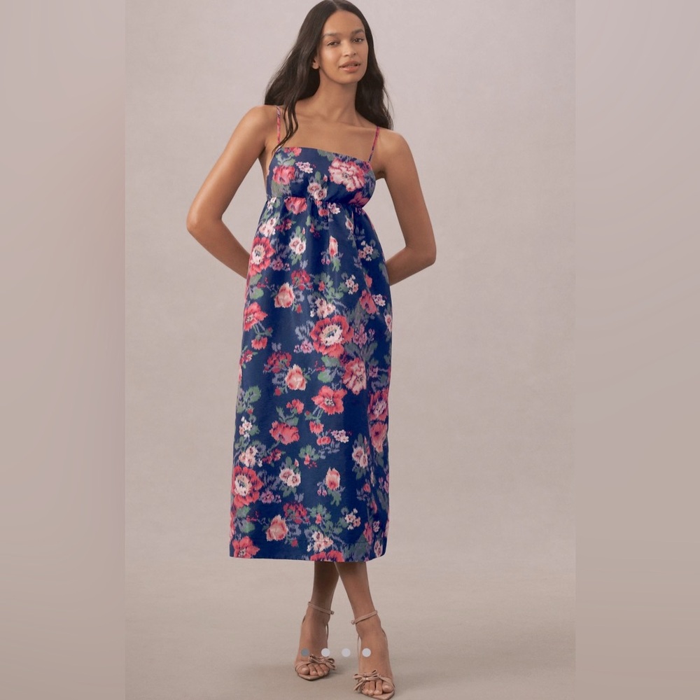 BHLDN Sophia Apron-Top Jacquard Midi Dress